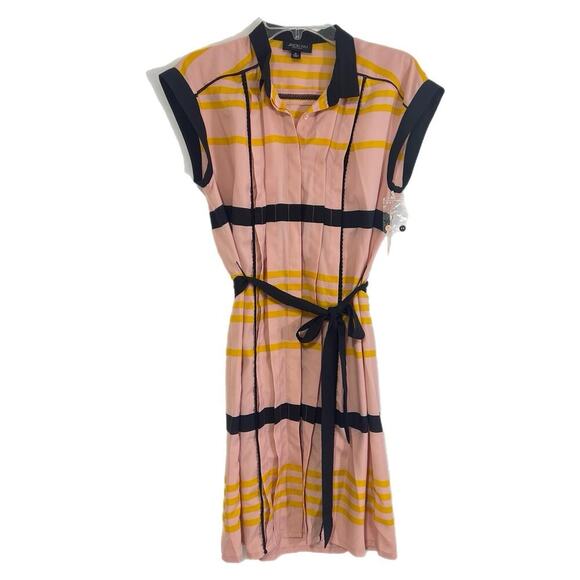 Jason Wu for Target Striped Sleeveless Pleated Shift Mini Dress Medium Pink Blac - Picture 1 of 10